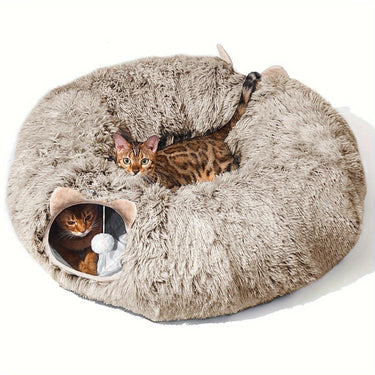 Disk-O Fluffy Cat Tunnel Bed Cat Beds KittyNook Cat Company